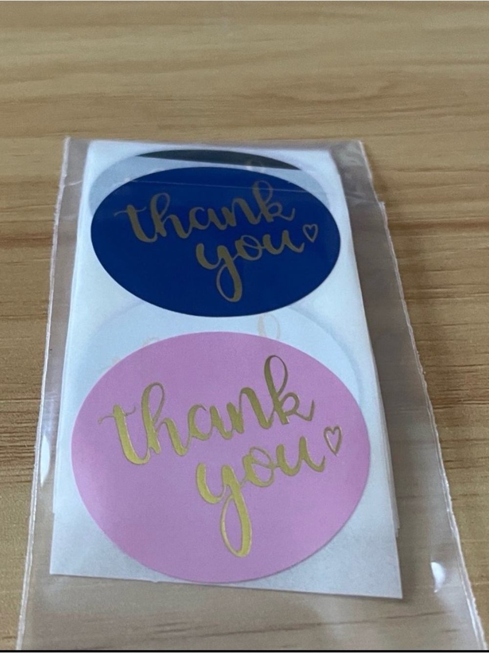 (20) 2” Thank You Round Stickers - Blue & Pink with Gold Foil
